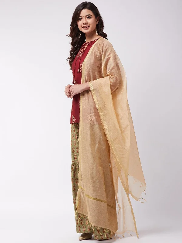 Chic Outfits Women's Solid Gold Dupatta - InWeave