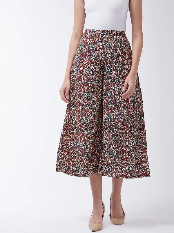 Lounge Wear Women's Maroon Kalamkari Palazzo - InWeave