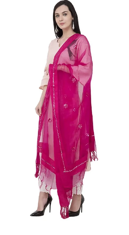 Casual Wear Women's Orgenza Flower Mirror Magenta Colour Dupatta & Chunni Mfd0022 - Moeza