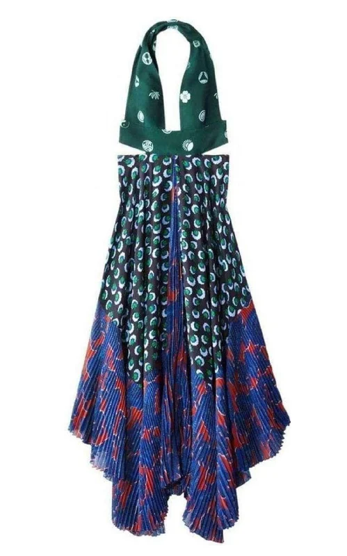 Comfy Pants Caroline asymmetric printed silk and crepe dress