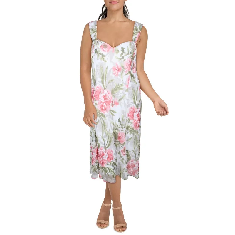 Comfort Fit Connected Apparel Womens Plus Chiffon Sleeveless Midi Dress