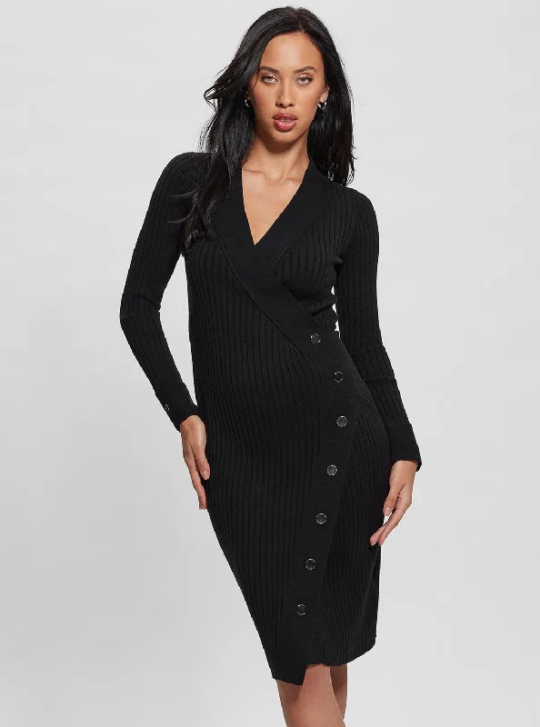 Versatile Wear Black Cecile Knit Midi Dress