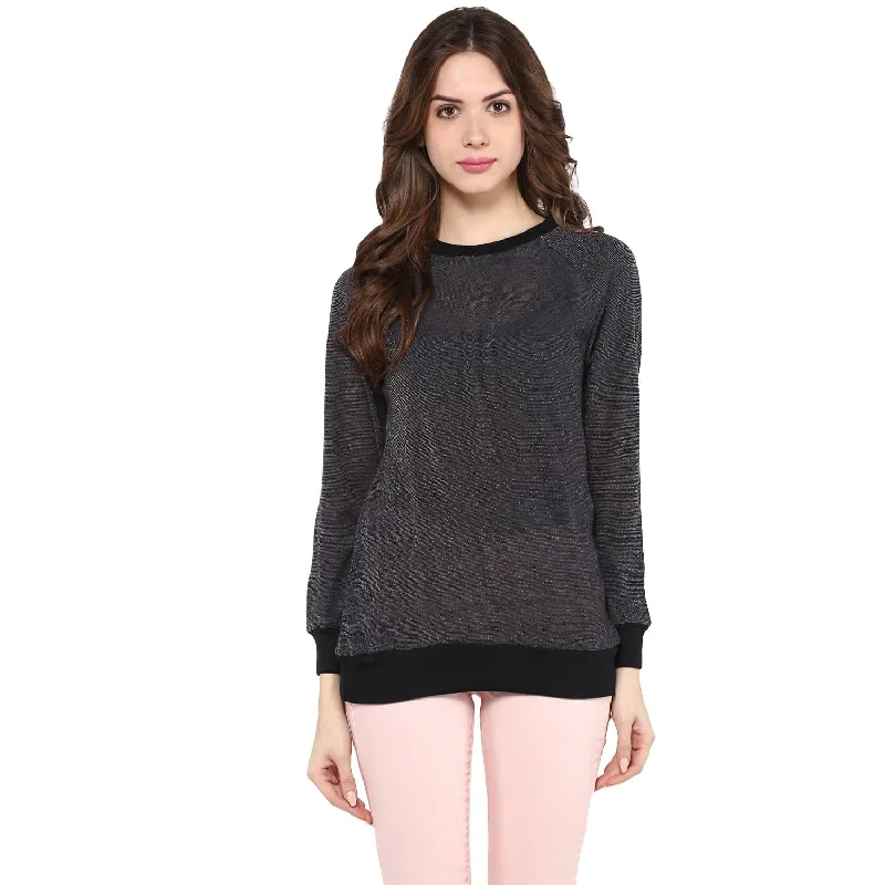 Cozy Chic Women's Round Neck Lurex Sweater - Pannkh