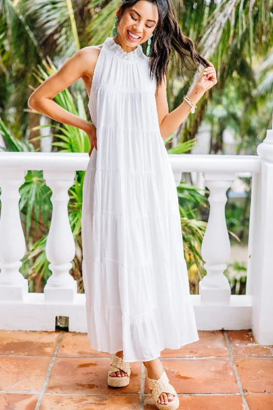 Soft Style Come To Me Off White Tiered Midi Dress