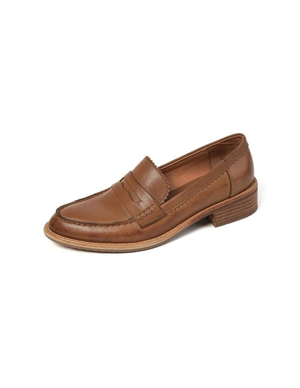 Modern Lightweight Shoes Genuine Leather Handmade Oxford Loafers for Women