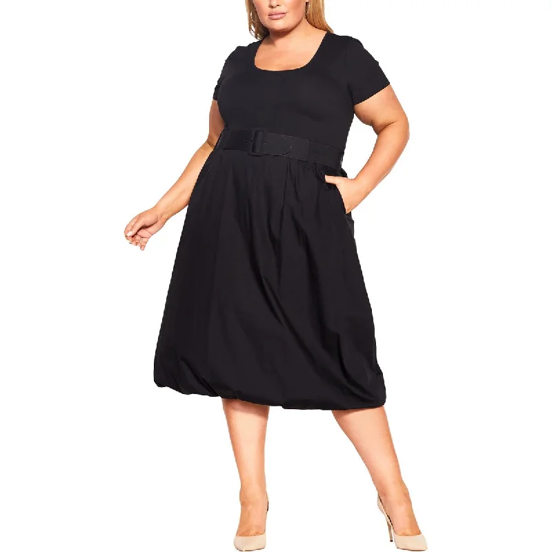 Relaxed Dresses City Chic Womens Plus Solid Cotton Midi Dress