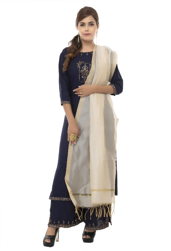 Classic Choice Women's Banarsi Chanderi Piping Dupatta Mfd0025 - Moeza