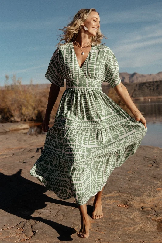 Minimal Comfort Austin Kimono Dress | Green Print