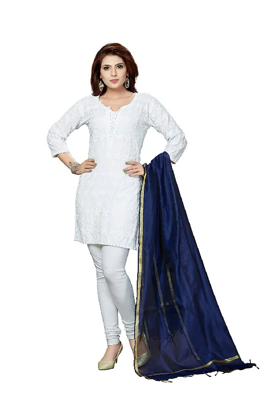 Smart Comfort Women's Banarsi Chanderi Navy Blue Colour Dupatta Mfd0018 - Moeza