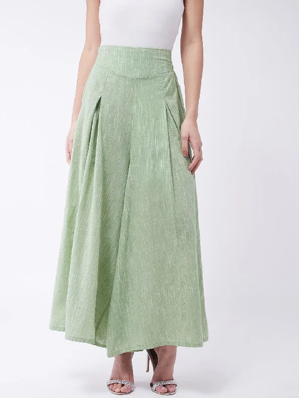 Easy Fashion Women's Green Handloom Palazzo - InWeave