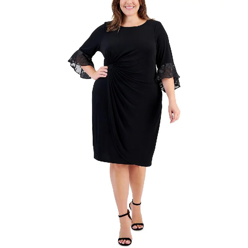 Cozy Shirts Connected Apparel Womens Plus Gathered  Midi Dress