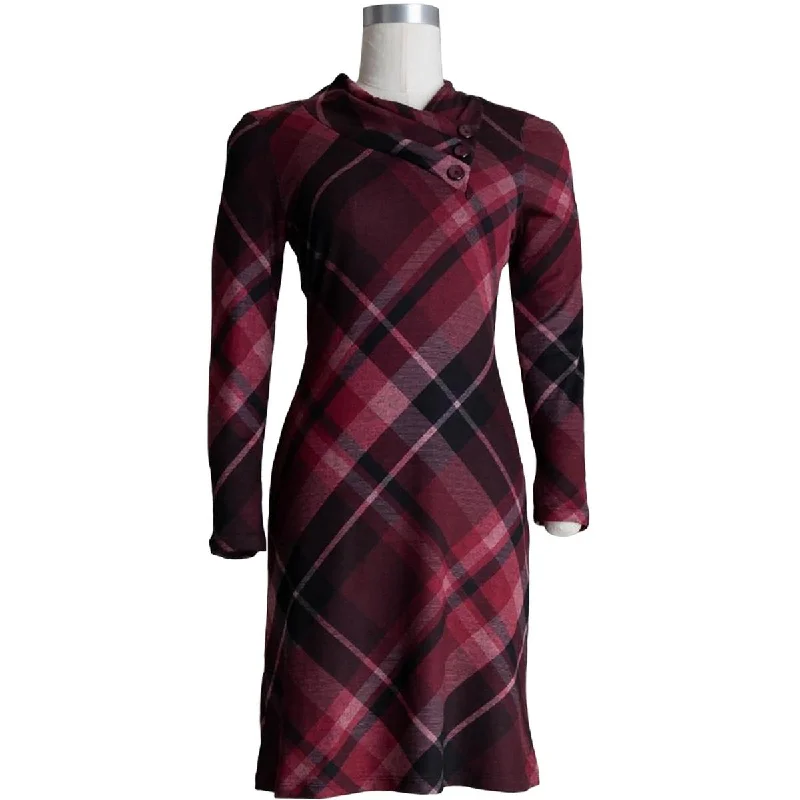 Soft Wear Connected Apparel Womens Pleated Button Trim Midi Dress