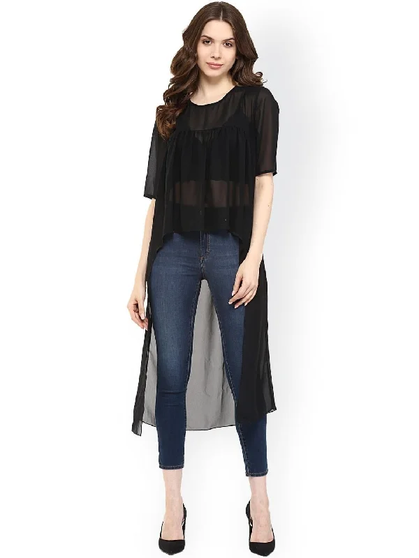 Warm Comfort Women's Black Cape Top - Pannkh