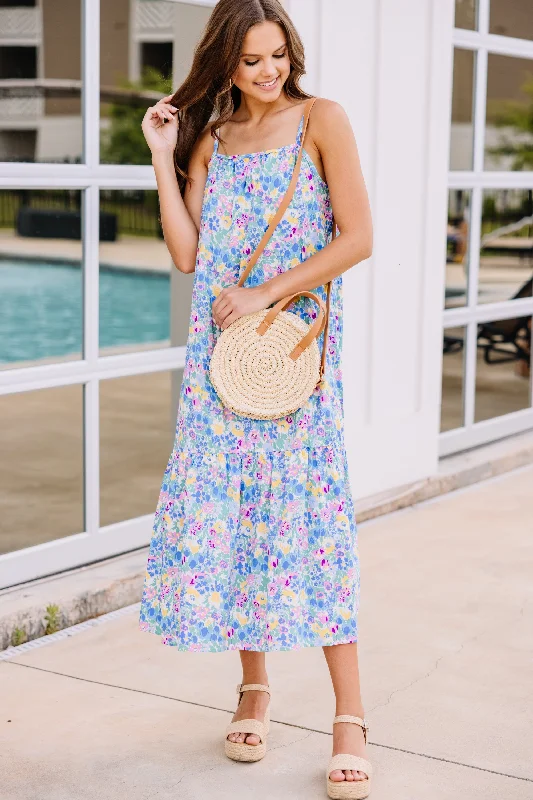 Soft Style Go With It Pink Ditsy Floral Midi Dress