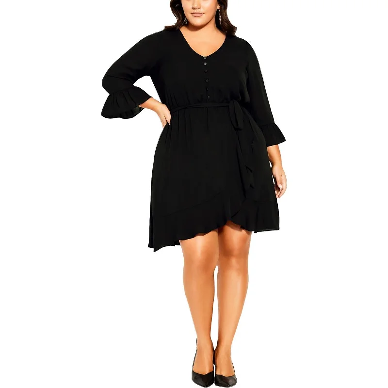 Comfortable Outfits City Chic Womens   Button Detail Knee Length Midi Dress