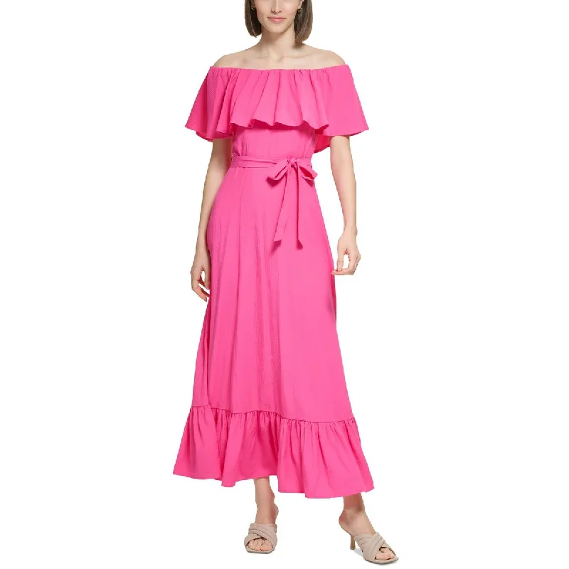 All-Day Comfort Calvin Klein Womens Crinkled Long Maxi Dress