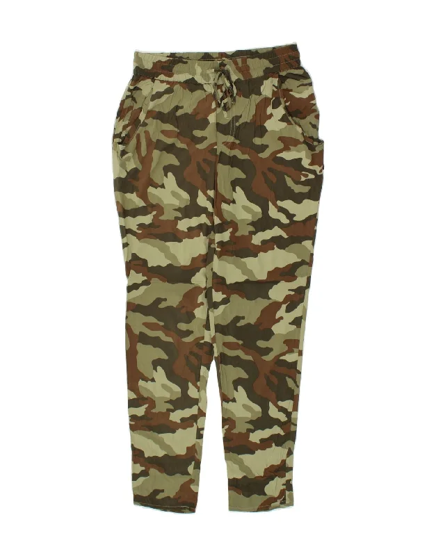 Effortless Comfort VANS Womens Tracksuit Trousers UK 10 Small Green Camouflage Cotton