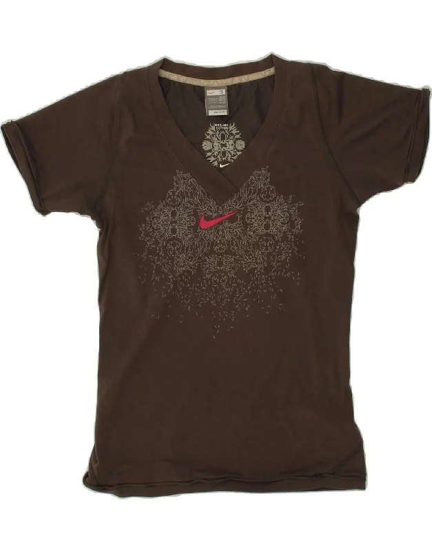 Relaxed Dresses NIKE Womens Fit Dry Graphic T-Shirt Top UK 10 Small Brown Cotton