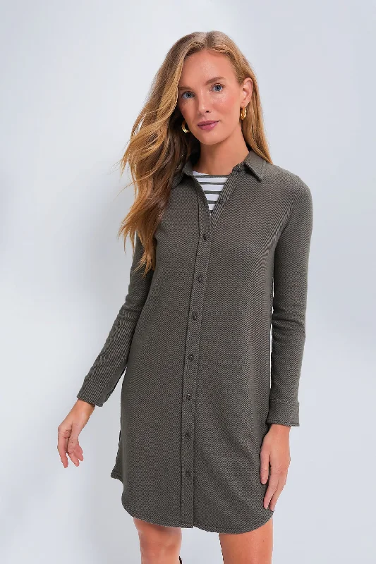 Stylish Comfort Olive Melange Twill Legend Sweater Dress