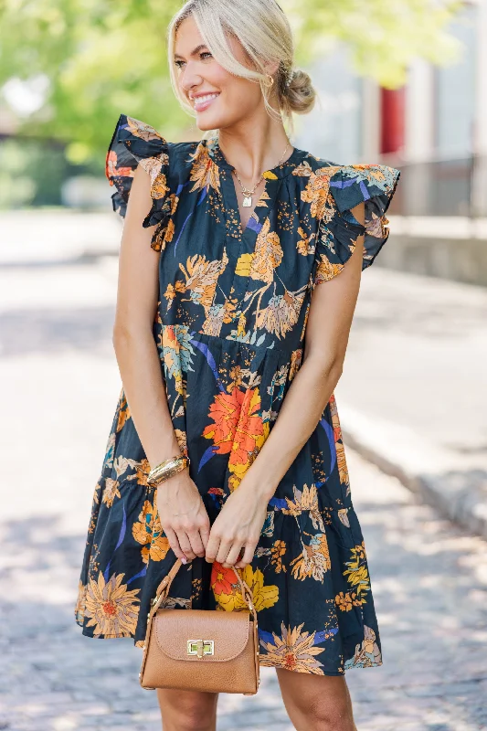 Cozy Look At This Time Black Floral Dress