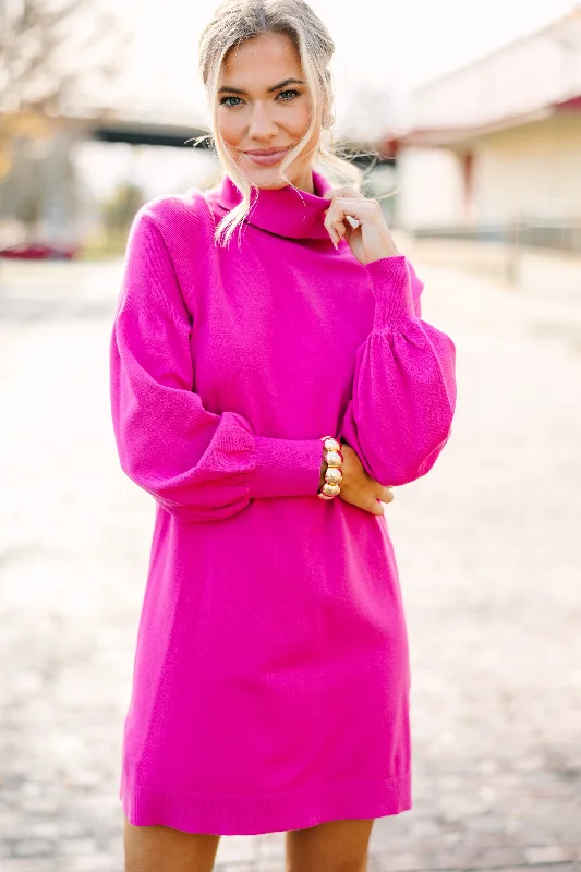 Weekend Wear Wherever You Go Pink Turtleneck Sweater Dress