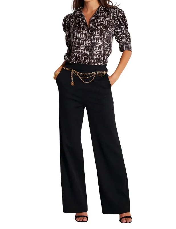 Stylish Comfort Lara Wide Leg Trouser In Black