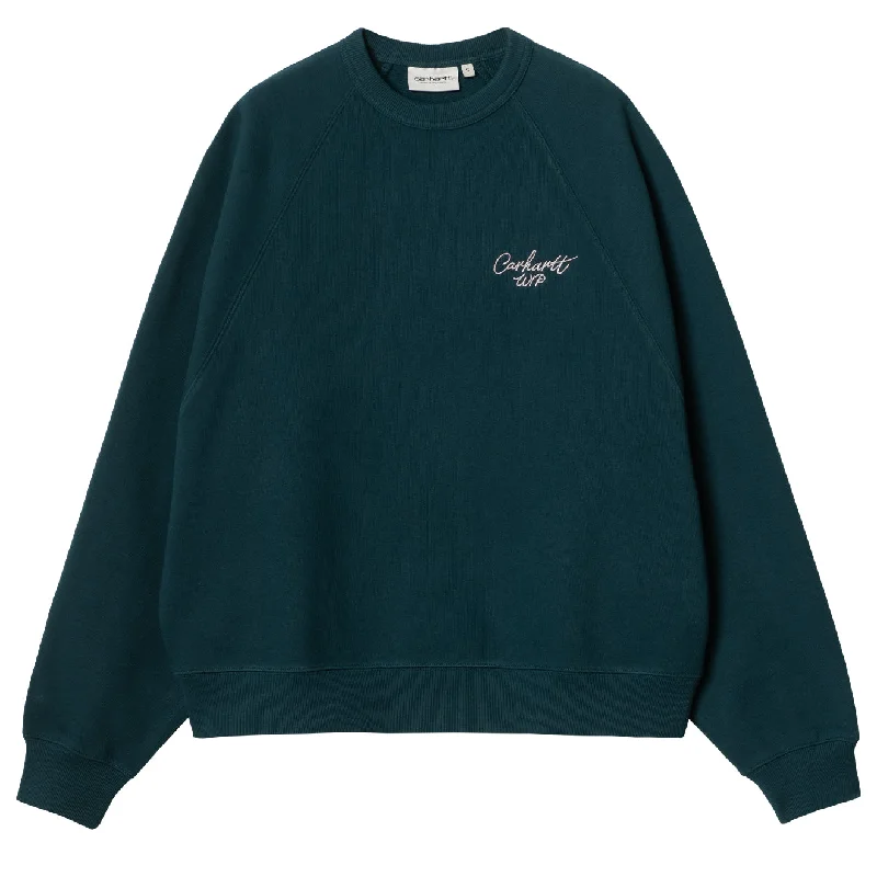 Breezy Style Carhartt WIP Womens Signature Sweat Duck Blue / White