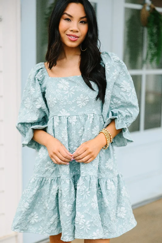 Trendy Casuals Think It Through Sage Green Babydoll Dress