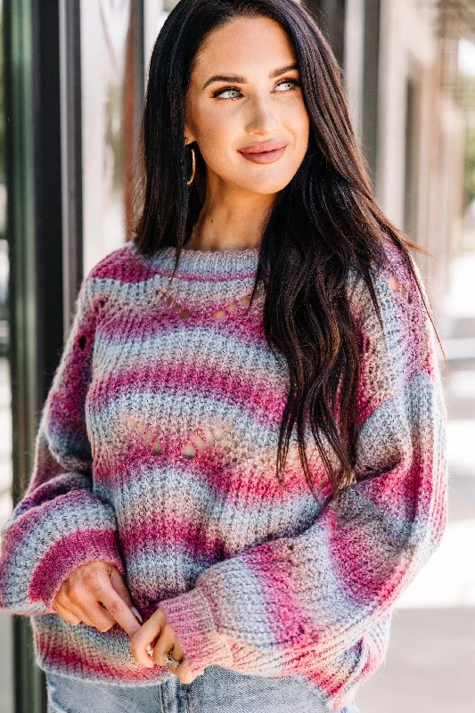 Timeless Comfort Something To Say Pink Striped Sweater