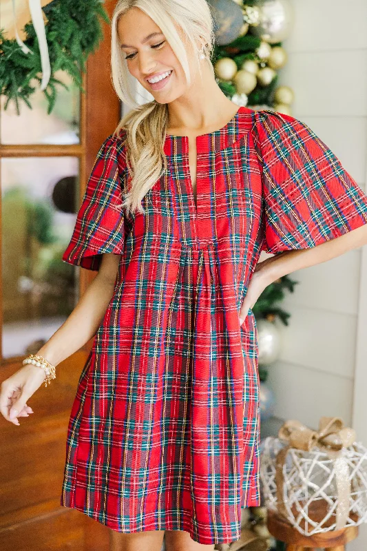 Relaxed Chic Just A Theory Red Plaid Dress