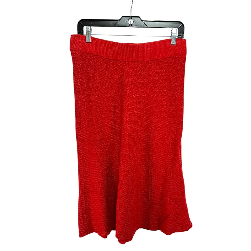 Trendy Comfort Knit Skirt Midi By Ann Taylor In Red, Size: M