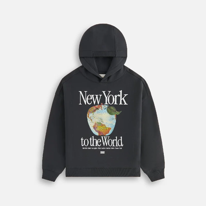 Casual Wear Kith Kids New York to the World Apple Globe Hoodie - Black