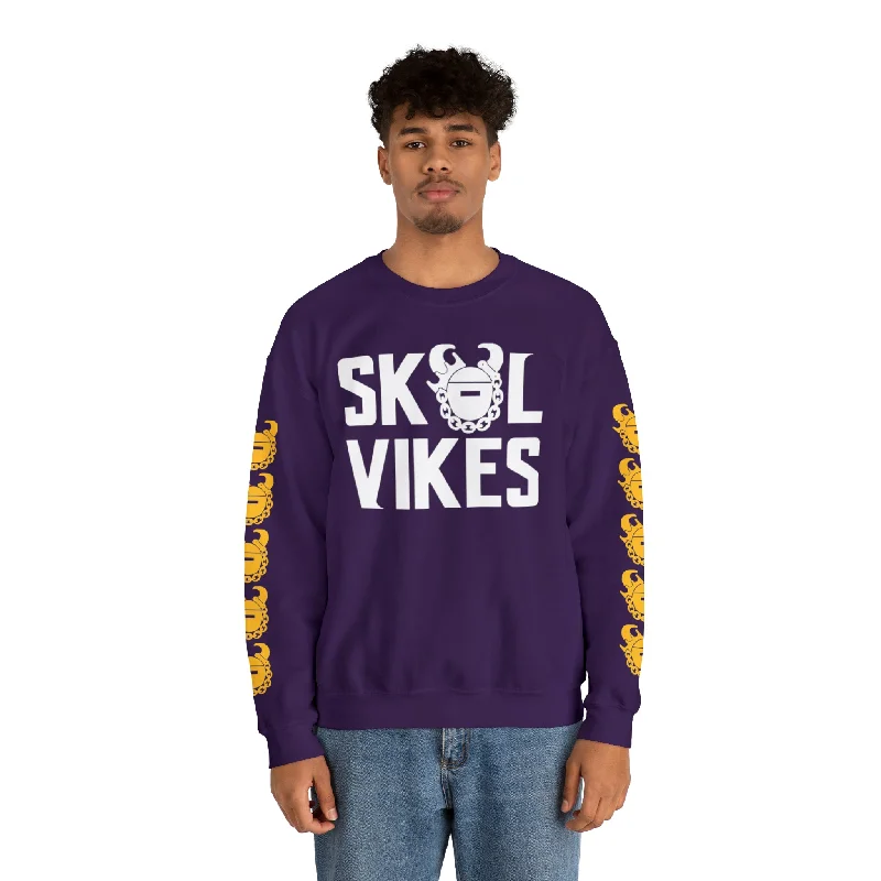 Soft Wear Unisex Heavy Blend™ Crewneck - Vikes + Game Day Helmet (Sleeves)