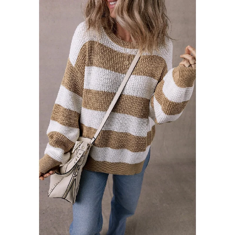 Trends Arabella Striped Side Slit Sweater