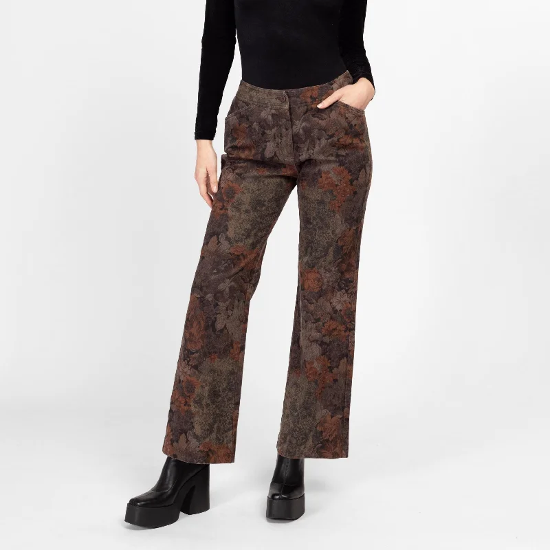 Everyday Style Medium 90s Y2K Brown Floral Tapestry Print Jeans