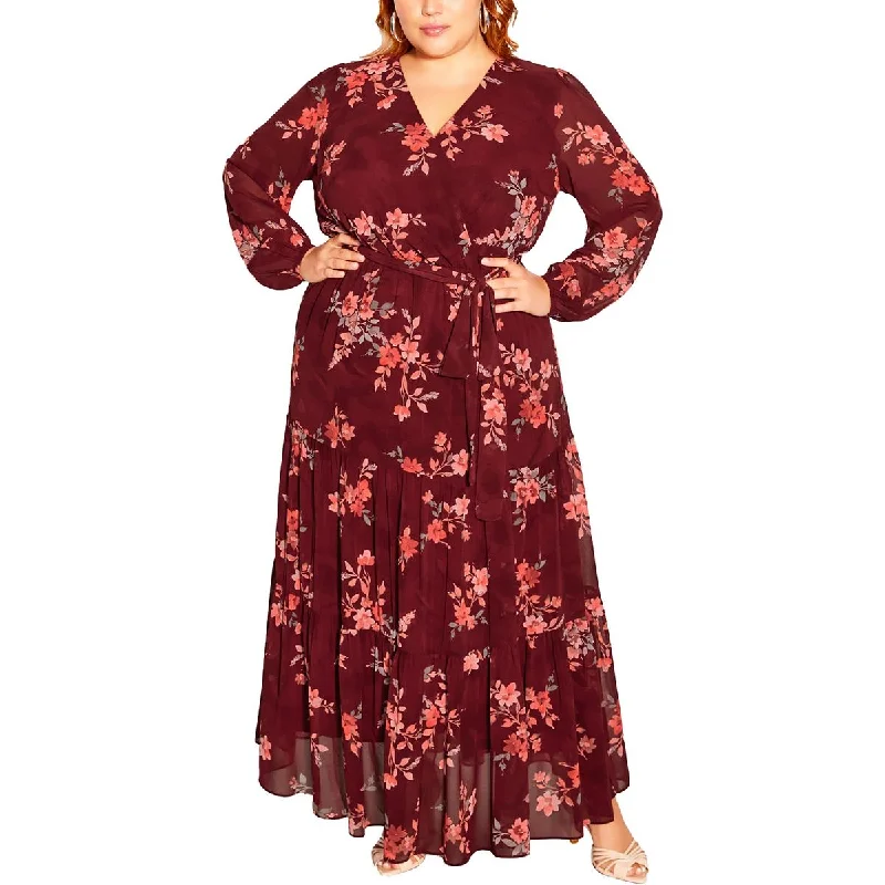 Simple Elegance City Chic Womens Plus Alicia Floral Print  Maxi Dress