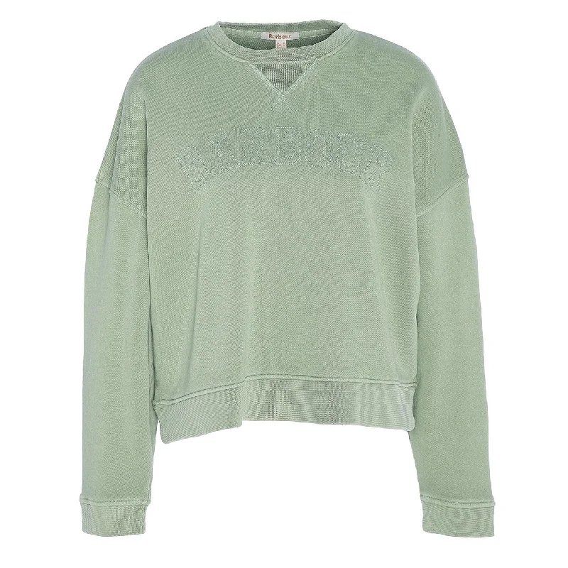 Comfy Chic Barbour Womens Sandgate Crew Neck Sweatshirt Nephrite Green Wash