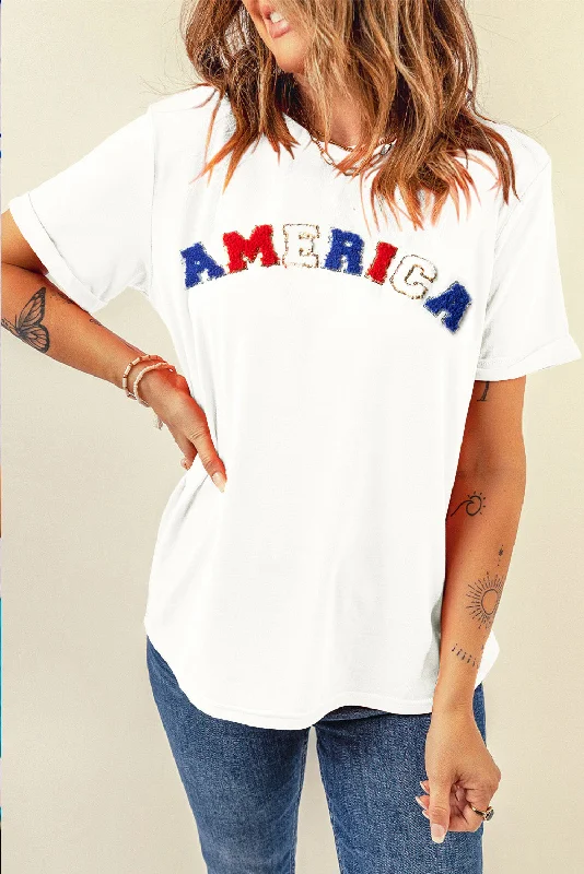 Cozy Fit AMERICA Round Neck Short Sleeve T-Shirt