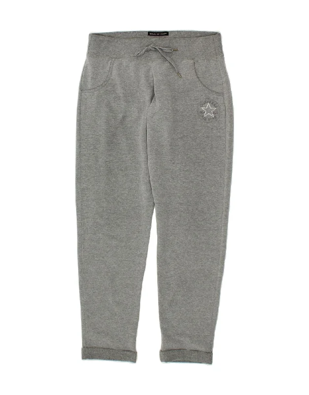 Luxe Comfort CONVERSE Womens Tracksuit Trousers Joggers UK 12 Medium Grey Cotton