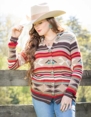 Everyday Comfort Women's Serape Concho Cardigan