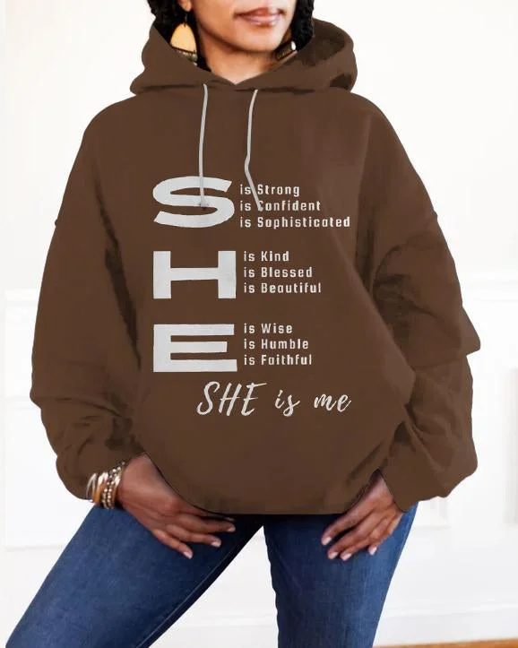 Simple Comfort Positive She Long-sleeved Hoodie