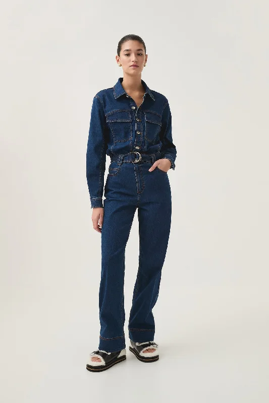 Simple Style Neo Denim Jumpsuit