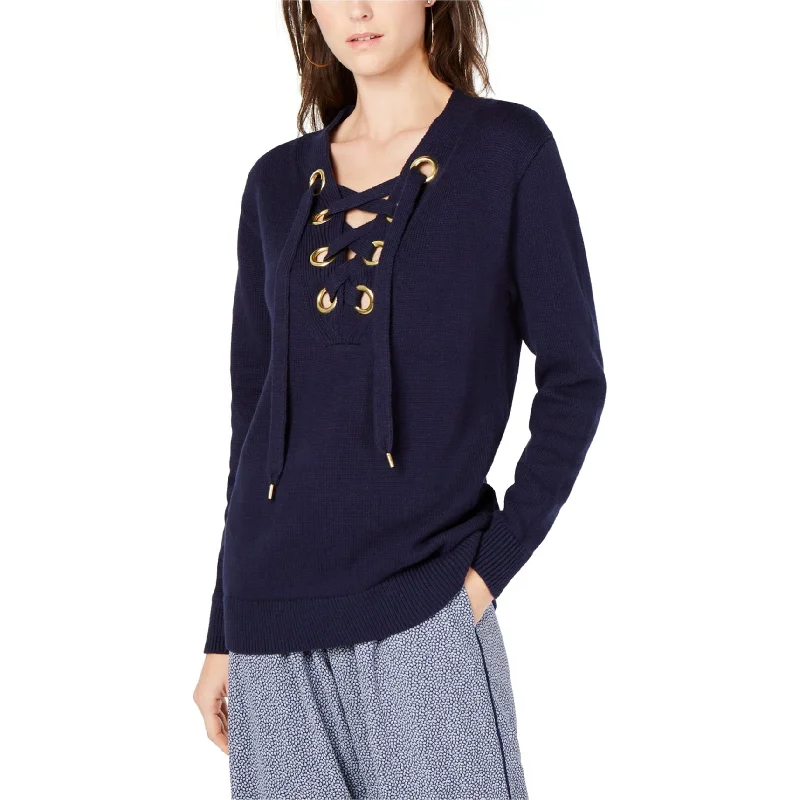 Trendy Comfort Michael Kors Womens Lace Up Pullover Sweater, Blue, XX-Small