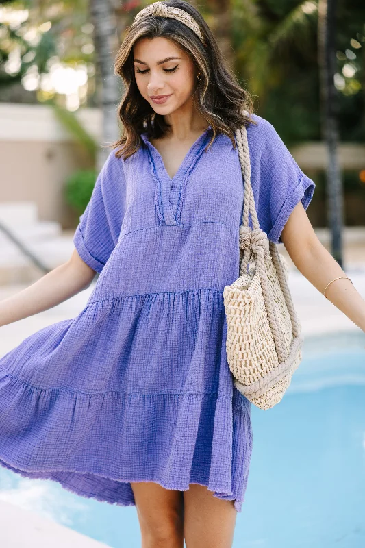 Soft Fabrics All For You Purple Tiered Cotton Dress