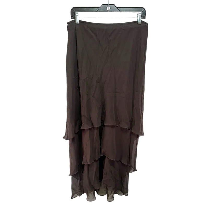 Effortless Style Silk Tiered Skirt Maxi By Melinda Eng In Brown, Size: 16