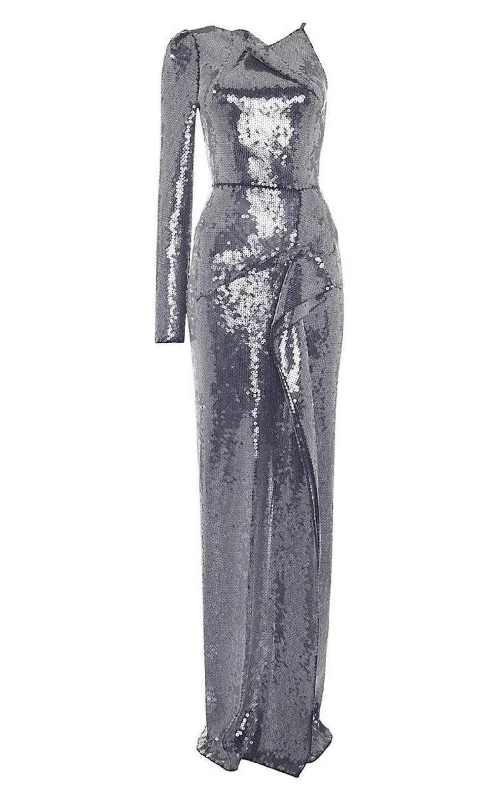 Elegant Comfort Delamere One-Shoulder Sequin Gown