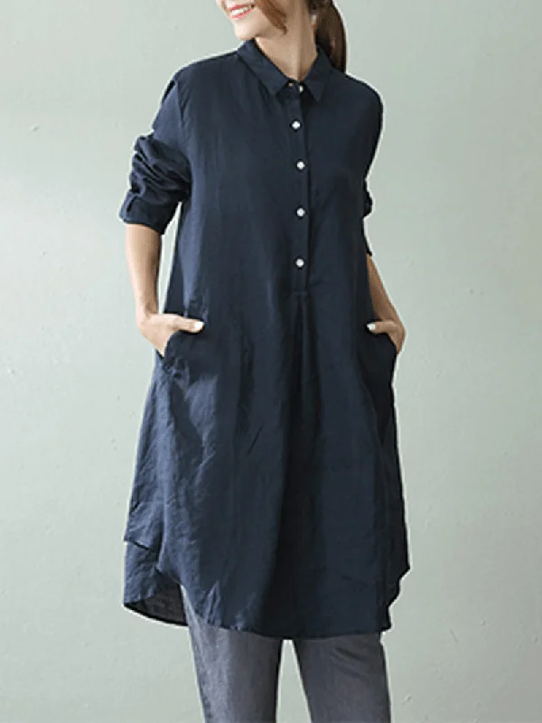 Free Design Women Lapel Shirt Dress