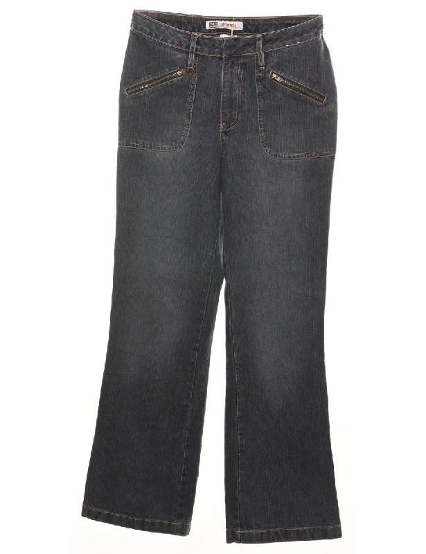 Versatile Comfort Black Bootcut Zip Detail Jeans - W28 L30