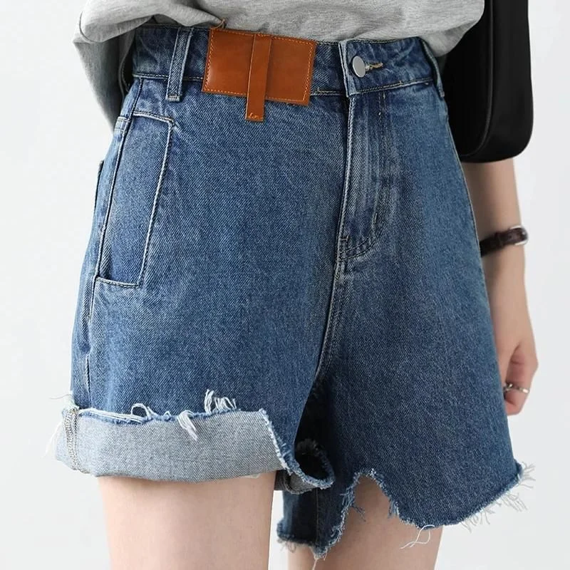 Trends Retro Blue High-waisted Denim Shorts for Women