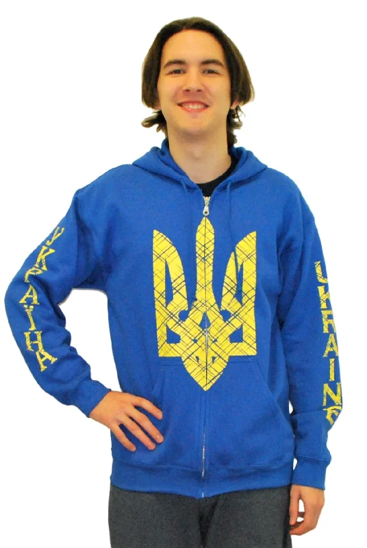 Simple Elegance Zip-up hooded jacket "Trident". Unisex. Blue